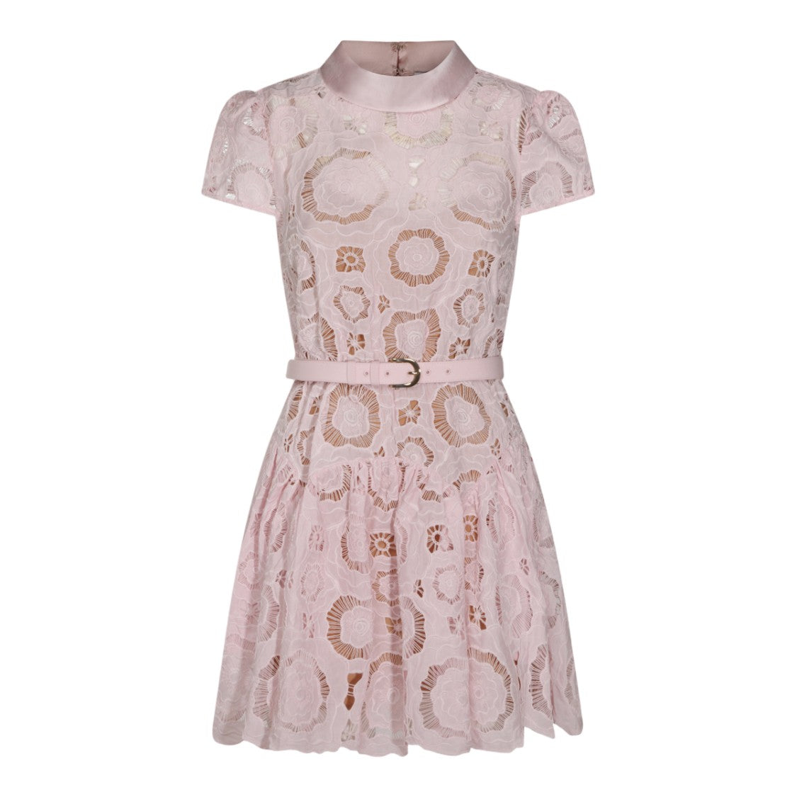 Self-Portrait Delicate Lace Mini Dress With Puff Sleeves