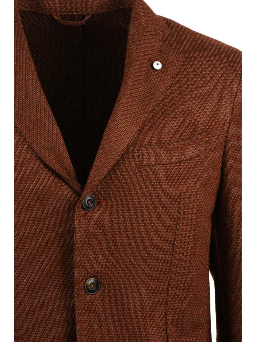 L.B.M. 1911 Rounded Blazer In Cashmere-Wool-Silk Blend With Textured Finish