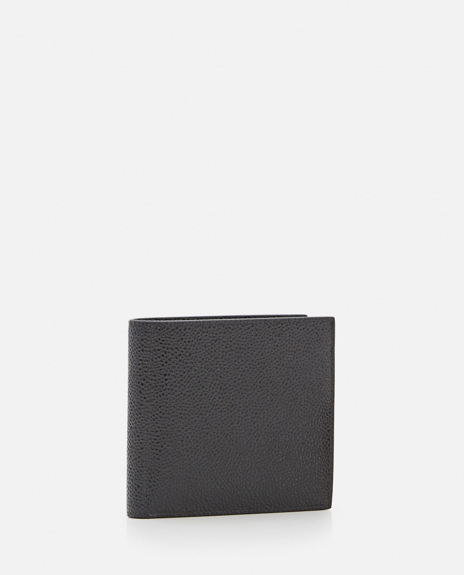 Thom Browne Pebble Grain Leather Billfold Wallet With Signature Grosgrain Tab
