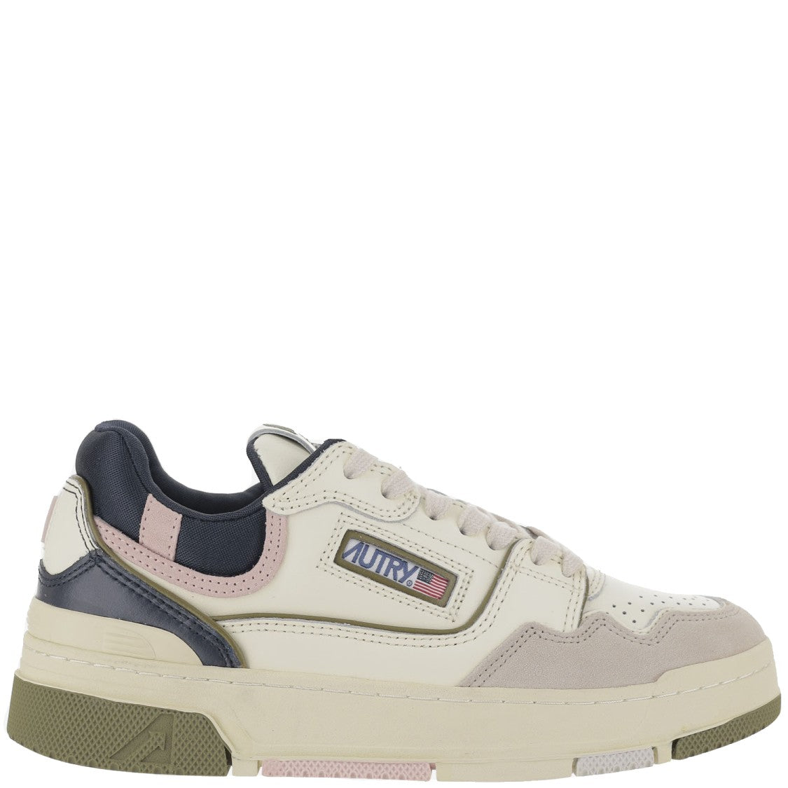 Autry Low Suede And Mesh Sneakers With Contrast Heel