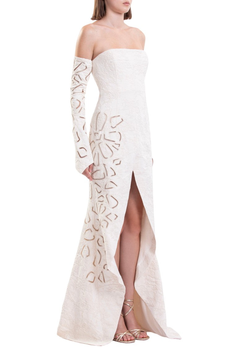 Saiid Kobeisy Jacquard Dress With Detachable Sleeves