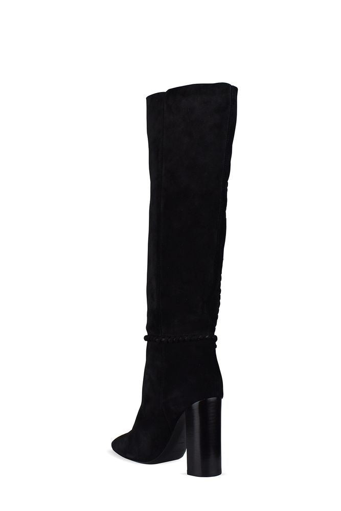 Saint Laurent Draped Effect High Boots With Metal Studs