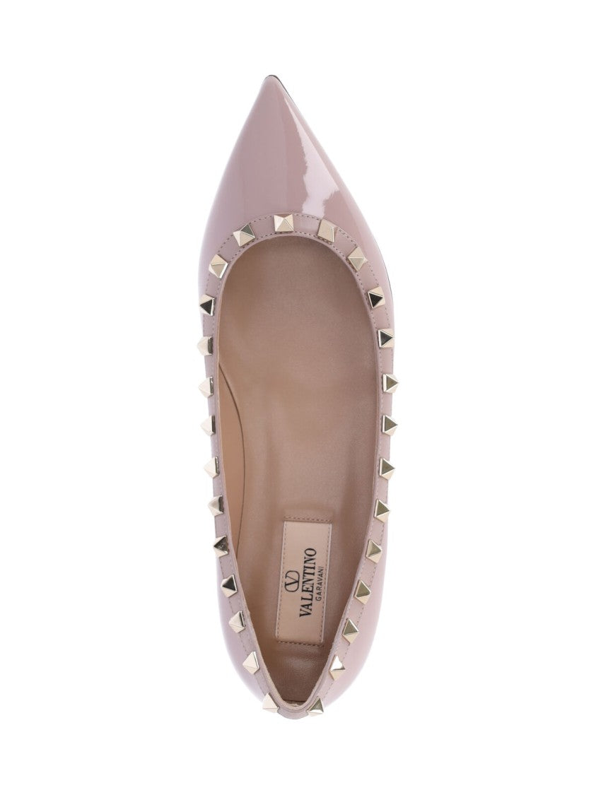Valentino Garavani Pink Rockstud Patent Leather Pointed Flats