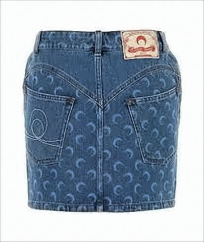 Marine Serre Mini Denim Skirt With Crescent Moon Pattern