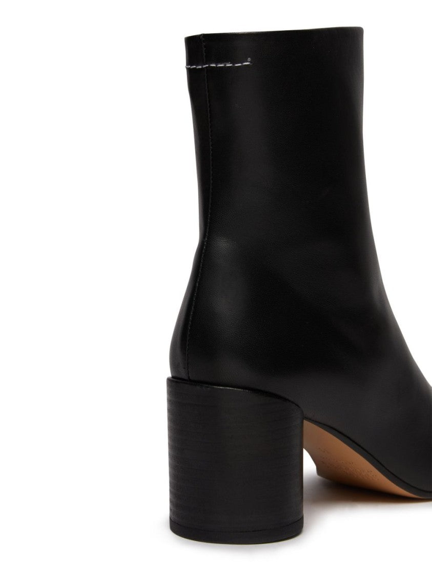 Mm6 By Maison Margiela Black Split-Toe Block Heel Ankle Boots