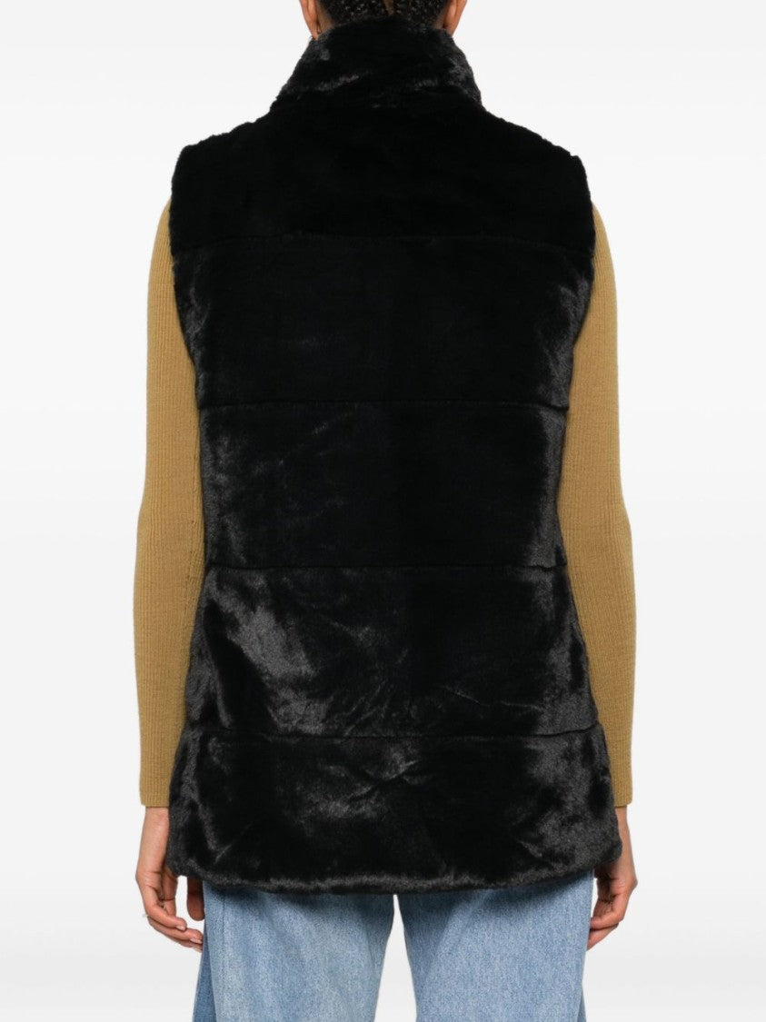 Save The Duck Sleeveless Faux Fur Jacket With High Collar