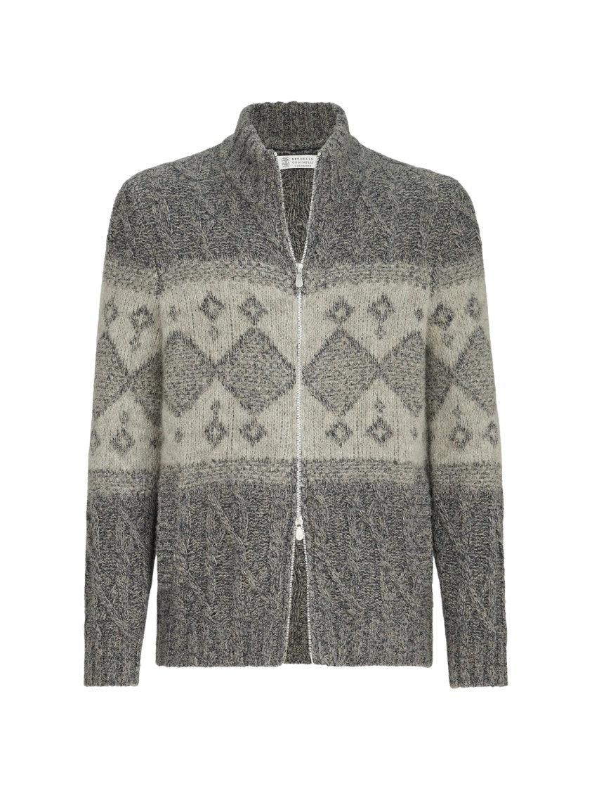 Brunello Cucinelli Geometric Zip Knit Cardigan
