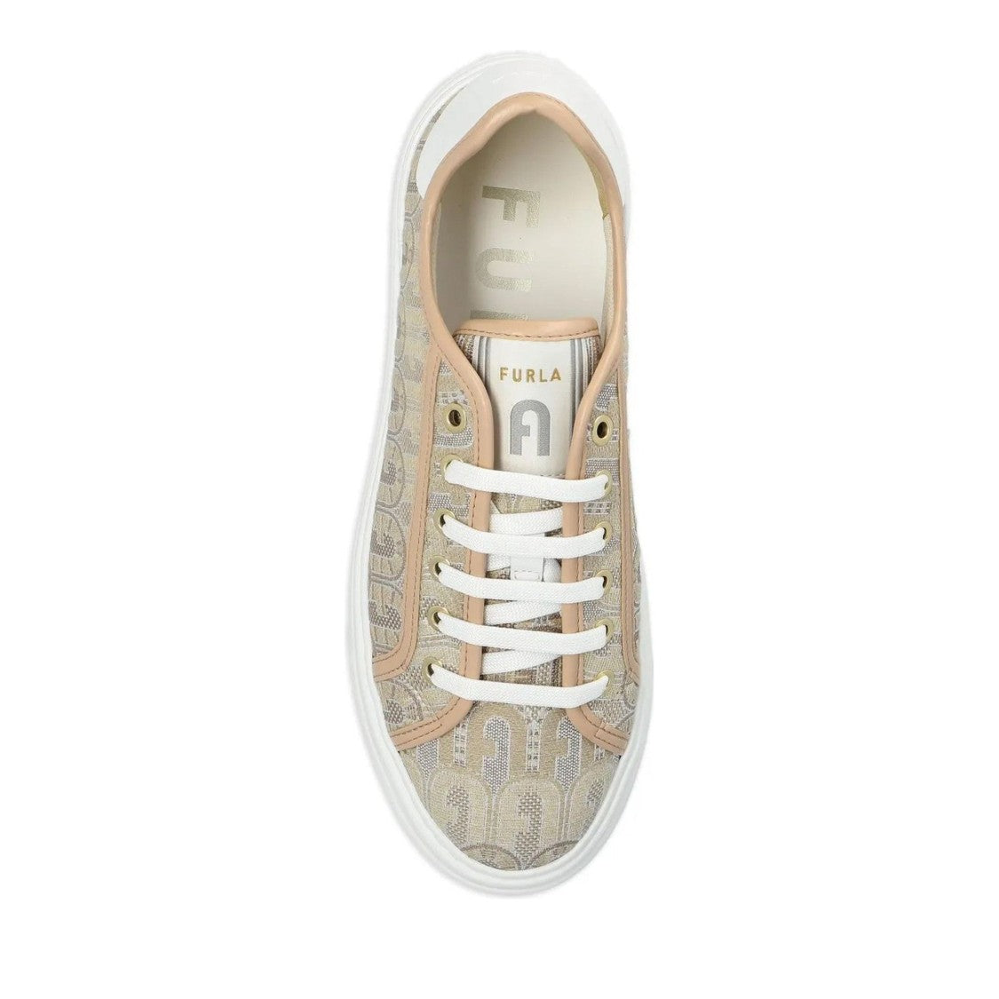 Furla Nuage Beige Patterned Geometric Platform Sneakers