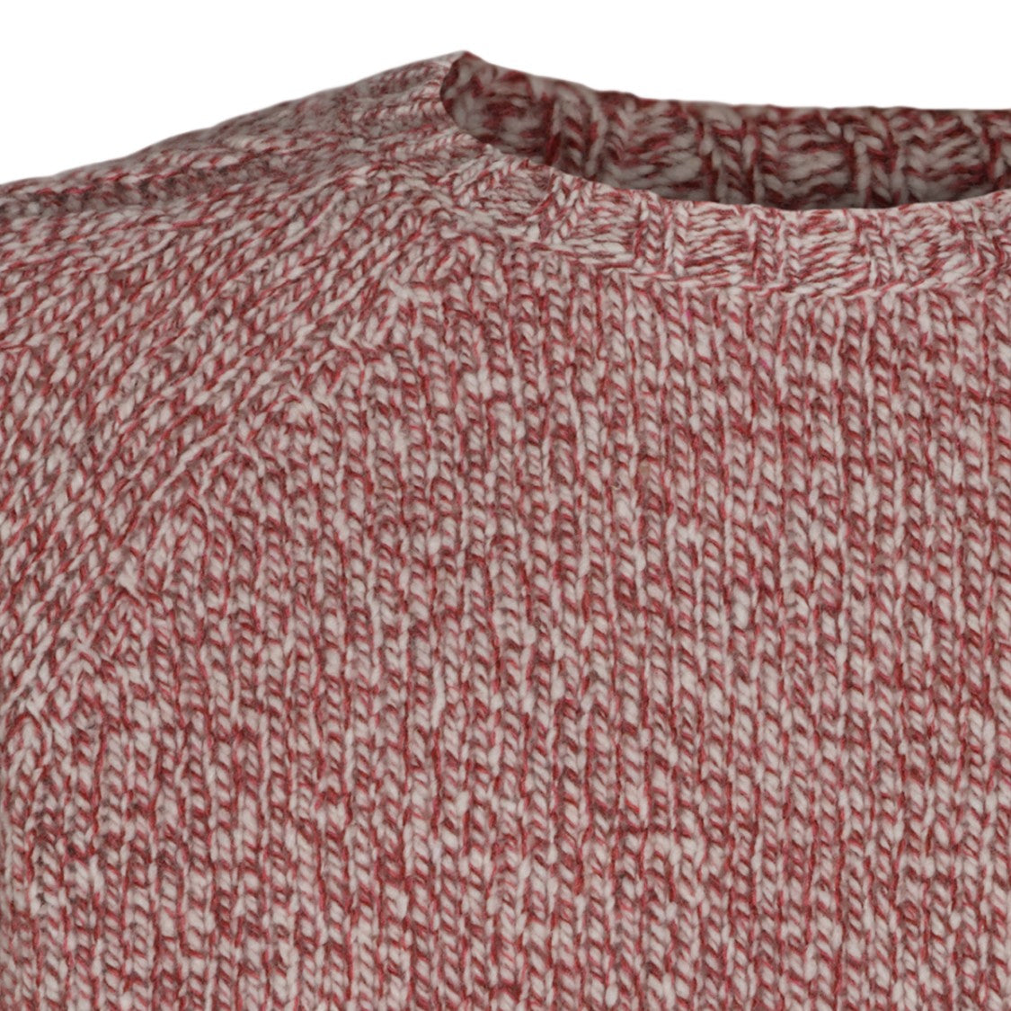 04651/A Trip In A Bag Textured Knit Sweater With Marled Red And White Yarn