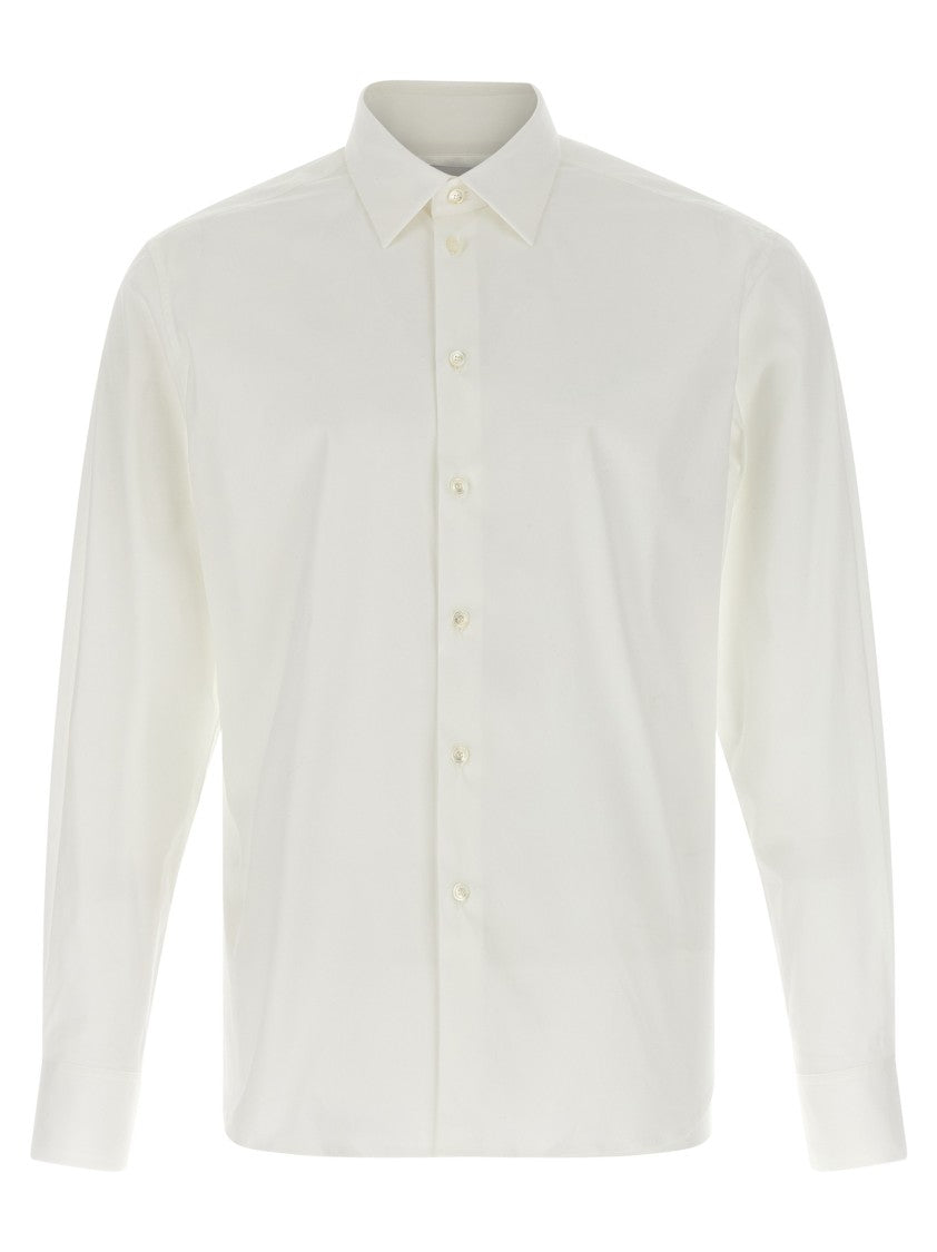 Ferragamo Tailored Stretch Cotton Poplin Shirt With Crisp Collar