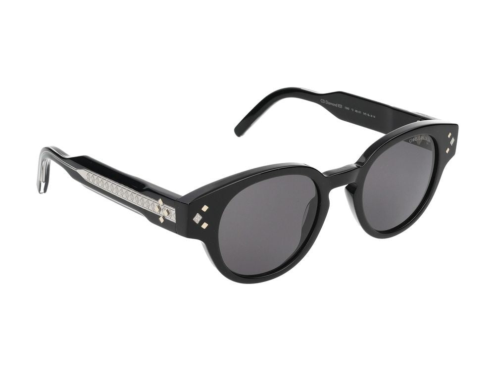 Dior Bold Rounded Frame Sunglasses With Diamond Accents