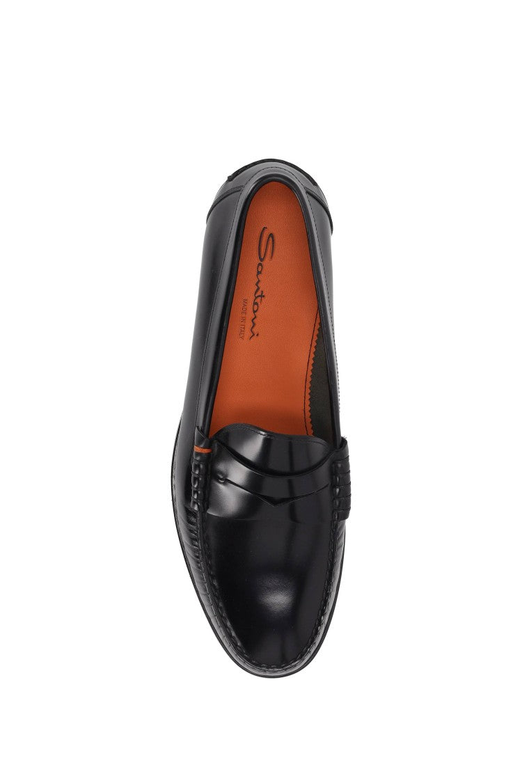 Santoni Calf Leather Penny Loafers