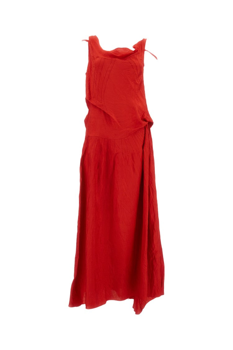 Plan C Asymmetrical Maxi Dress In Vibrant Fire Red
