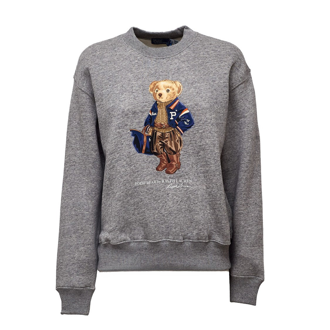 Polo Ralph Lauren Heathered Knit Sweatshirt With Ribbed Detailing And Signature Graphics