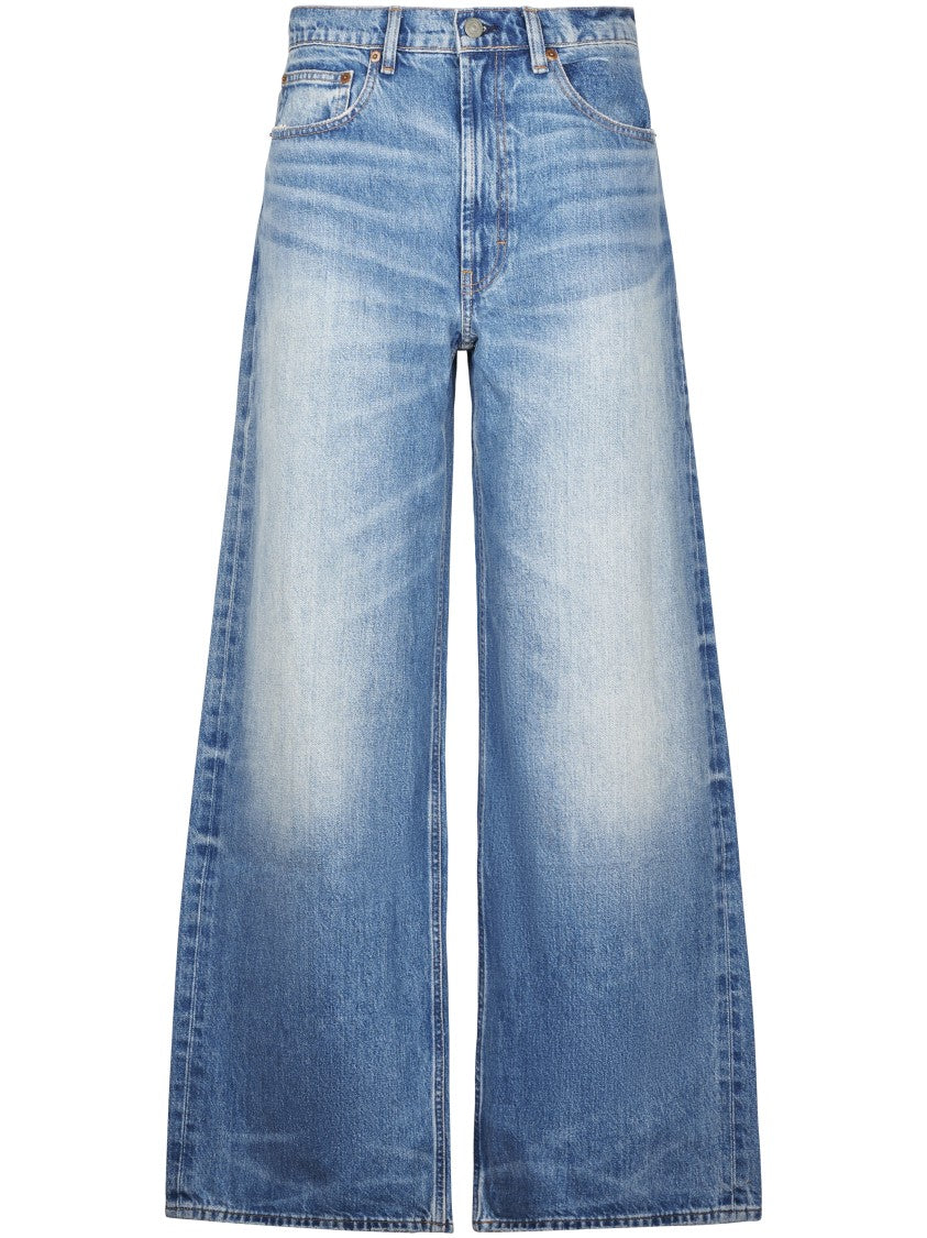 Polo Ralph Lauren High-Waisted Denim Wide-Leg Pants With Faded Wash