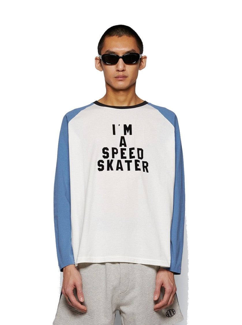 Bode Long Sleeve Skater Tee Blue And Cream
