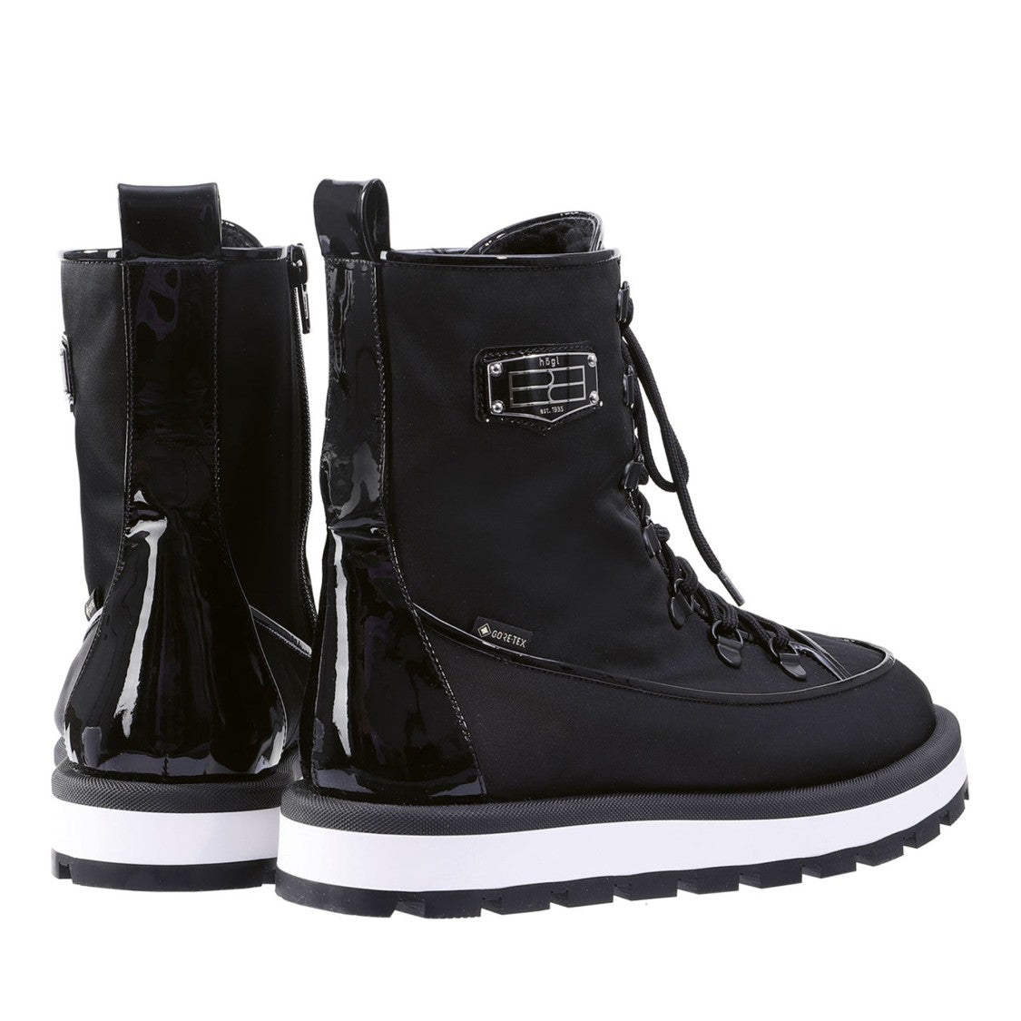 Högl Black Walker Lace-Up Glossy Accents Nylon Ankle Boots