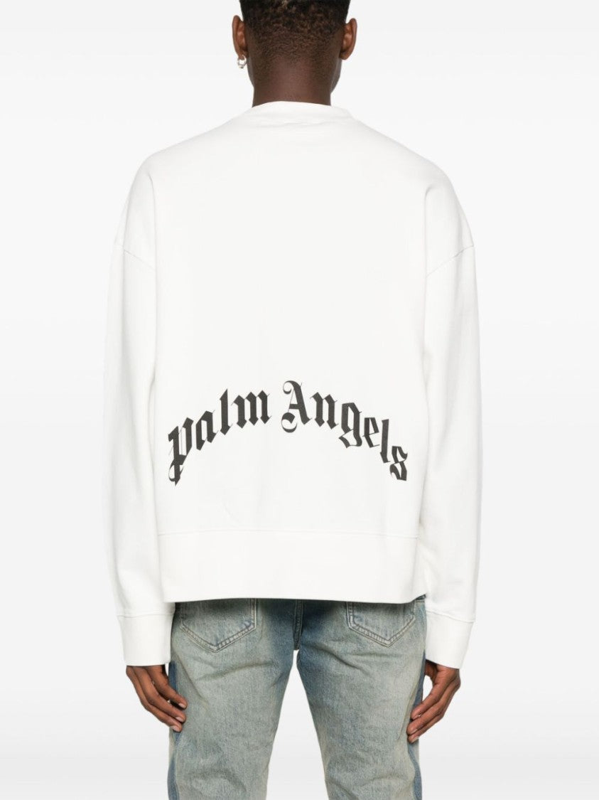 Palm Angels `Back Curved Logo` Crew-Neck Sweatshirt