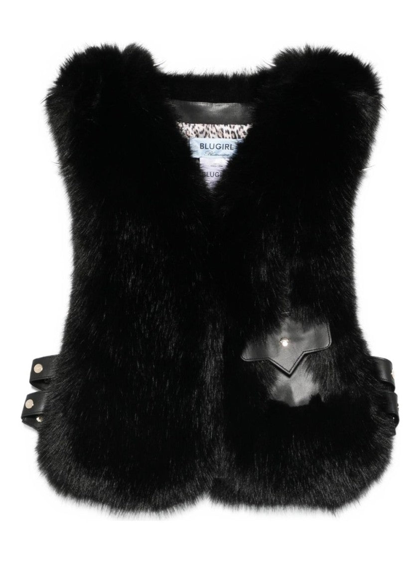 Blugirl Sleeveless Black Faux Fur Vest
