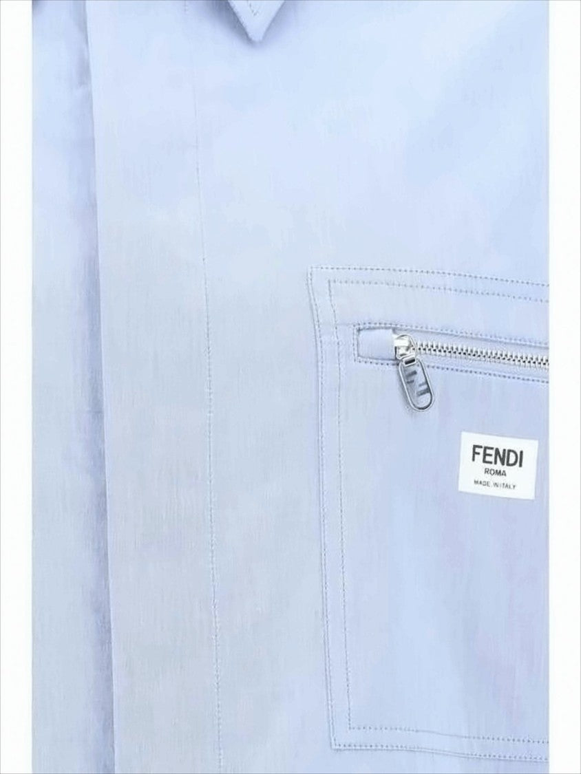 Fendi Lightweight Cotton Short-Sleeved Shirt With Zippered Pocket