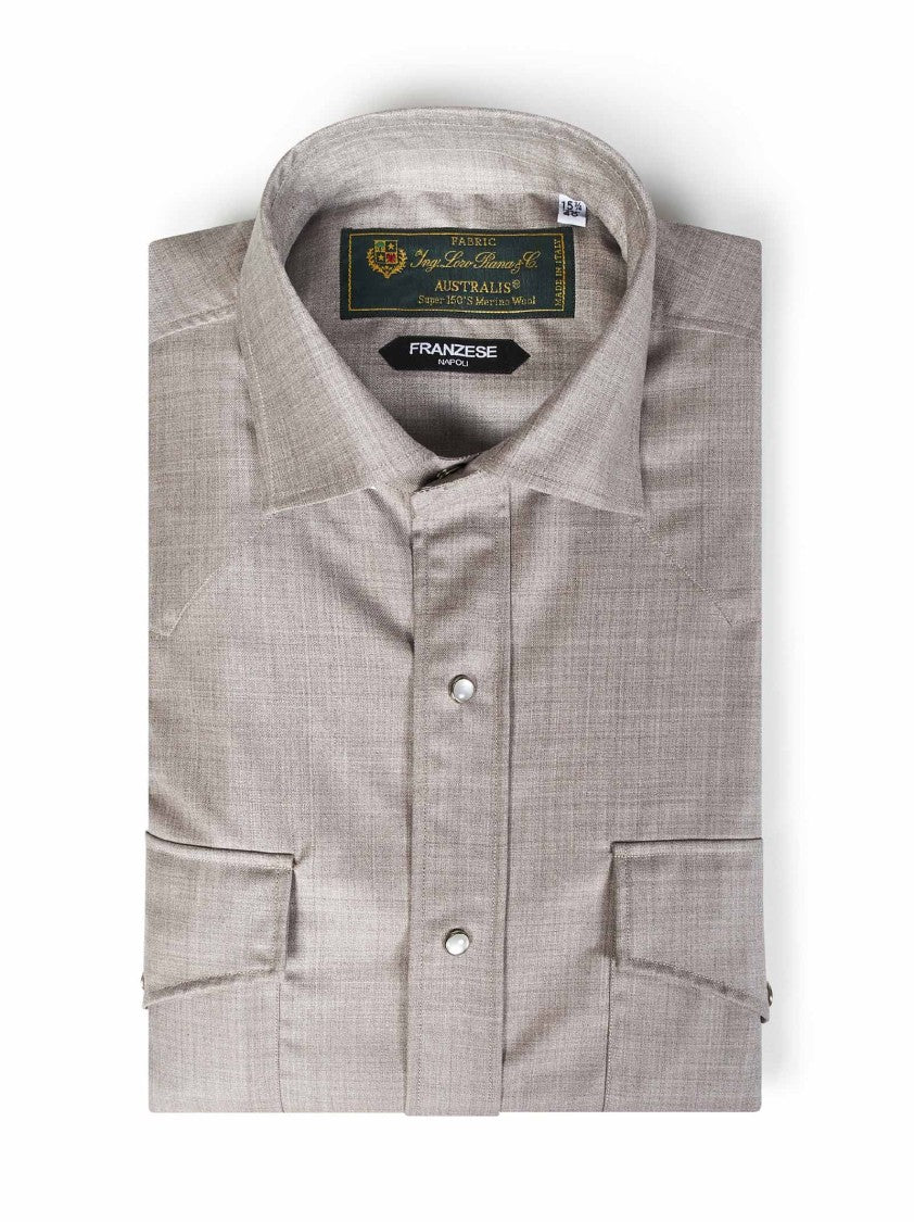 Franzese Collection Tailored Beige Western Shirt With Classic Design