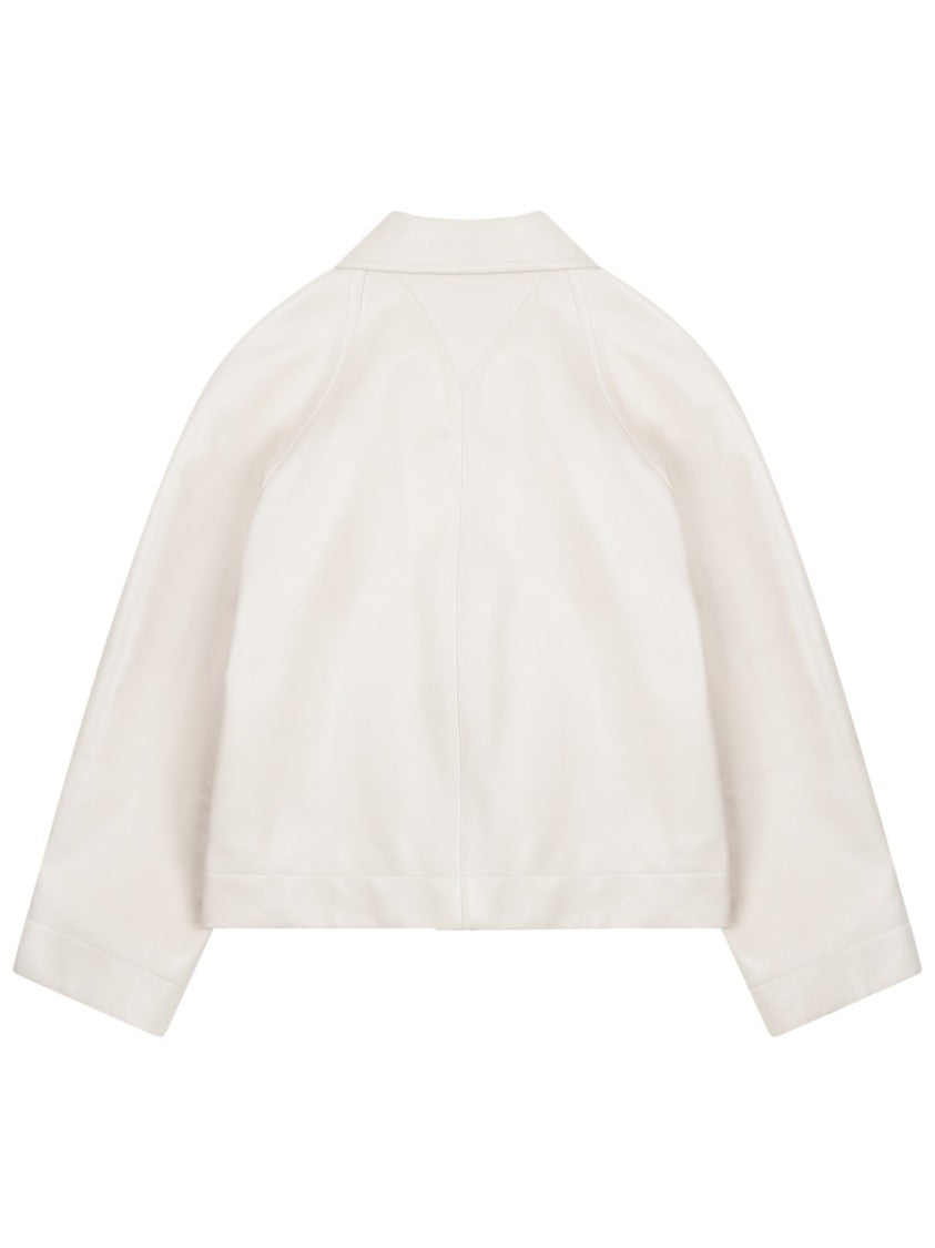 Bottega Veneta Cropped Lamb Leather Jacket With Classic Collar
