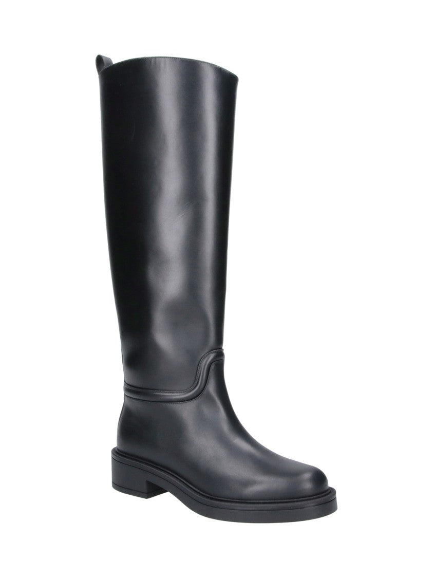 Stuart Weitzman Black Celia Calfskin Slip-On Boots