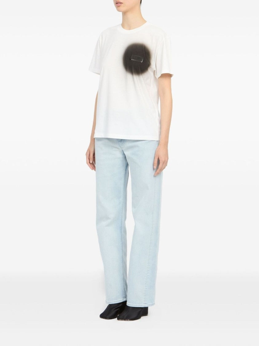 Mm6 By Maison Margiela Artistic White Cotton T-Shirt With Spray-Paint Detail