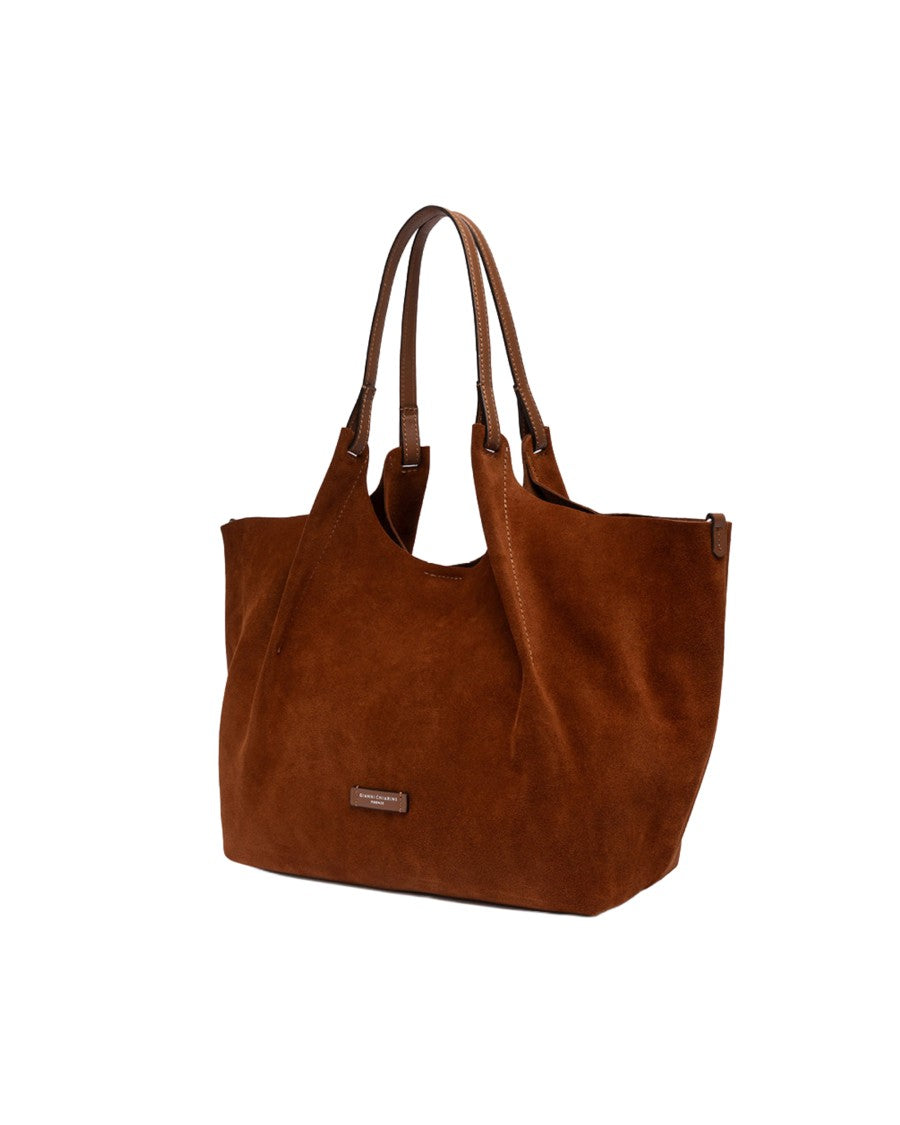 Gianni Chiarini Cognac Dua Suede Leather Tote Bag