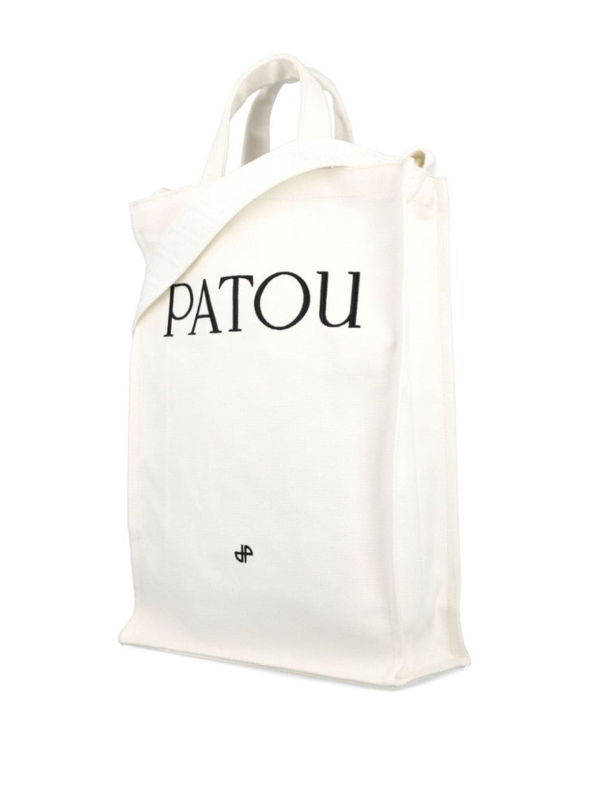 Patou Cream White Shoulder Bag With Logo