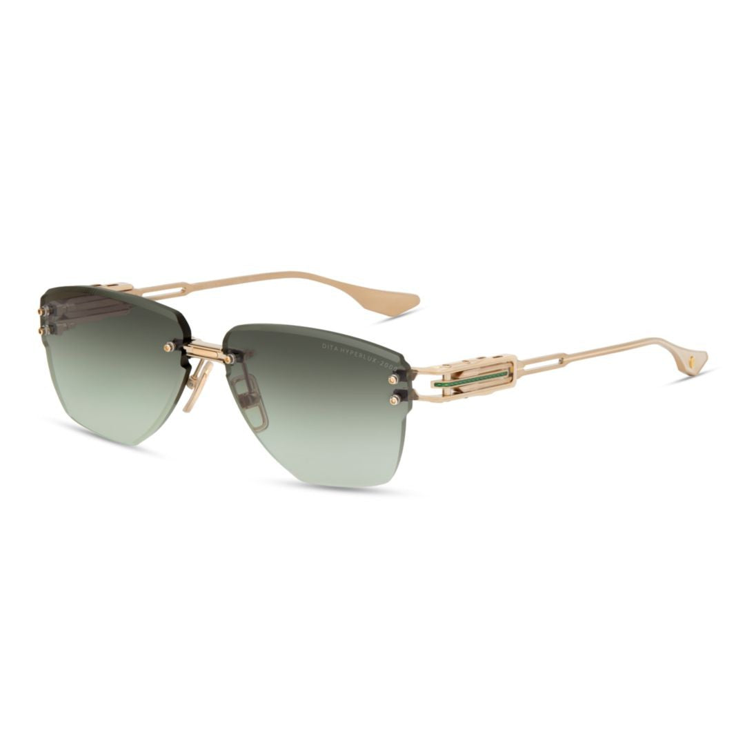 Dita Hyperlux-2000 Rimless Gradient Green Dita Sunglasses With Gold Metal Frame
