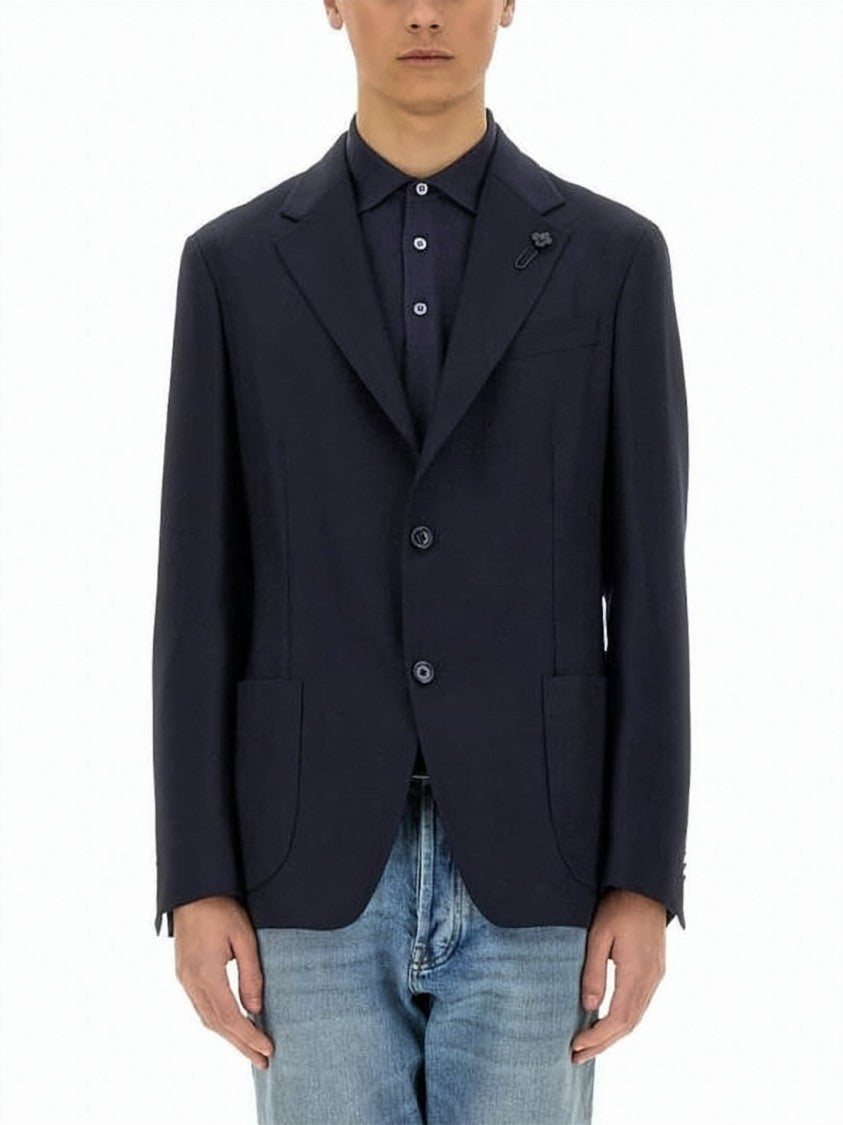 Lardini Tailored Wool Suit Jacket With Notch Lapels