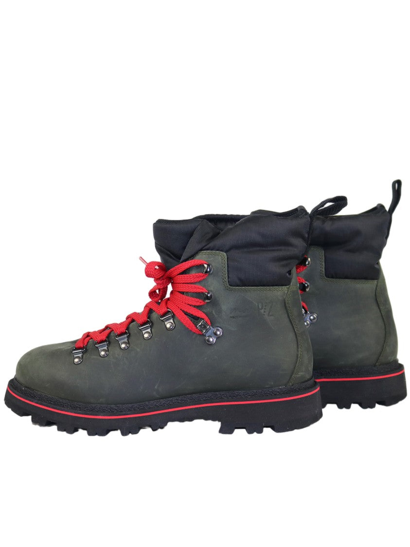 Monpiz Dark Olive Green Groste Leather Ski Snow Boots