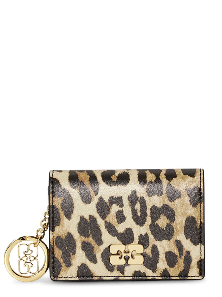 Ganni Leopard Print Flap Card Holder