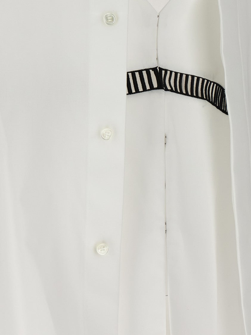 Sacai Sleeveless Shirt With Overlapping Detail And Contrast Embroidery