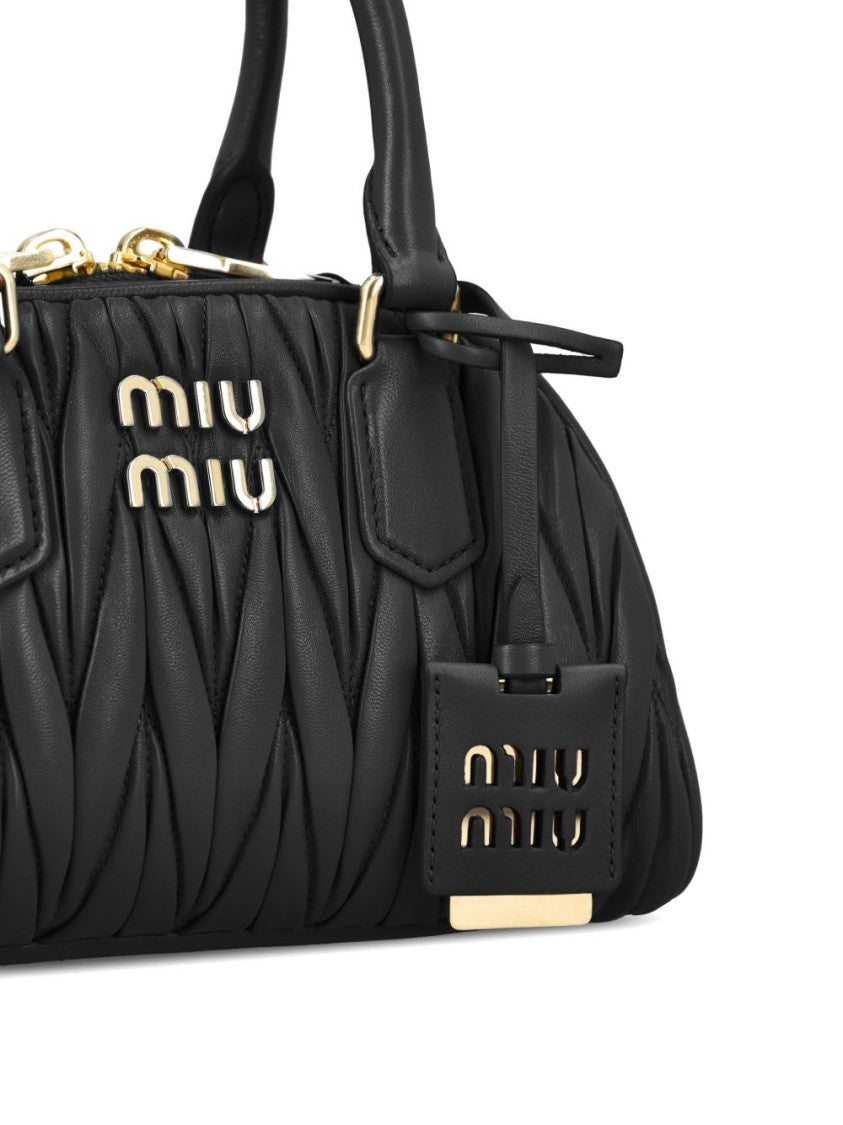 Miu Miu Black Arcadie Matelassé Nappa Shoulder Bag