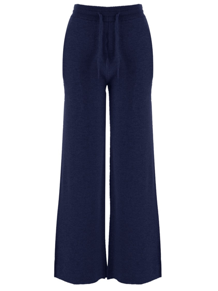 Arch4 Navy Drawstring Wide-Leg Cashmere Wide-Leg Pants