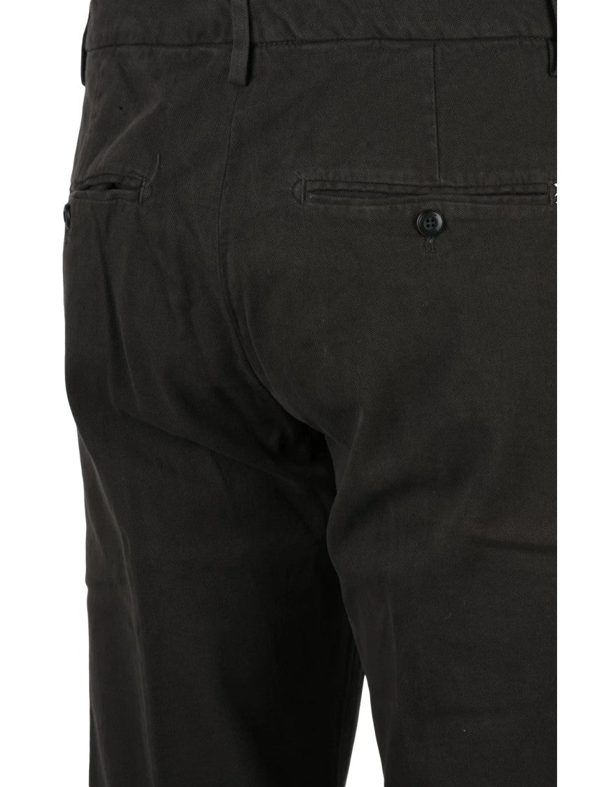 Dondup Brown Spiritissimo Textured Stretch Cotton Trousers