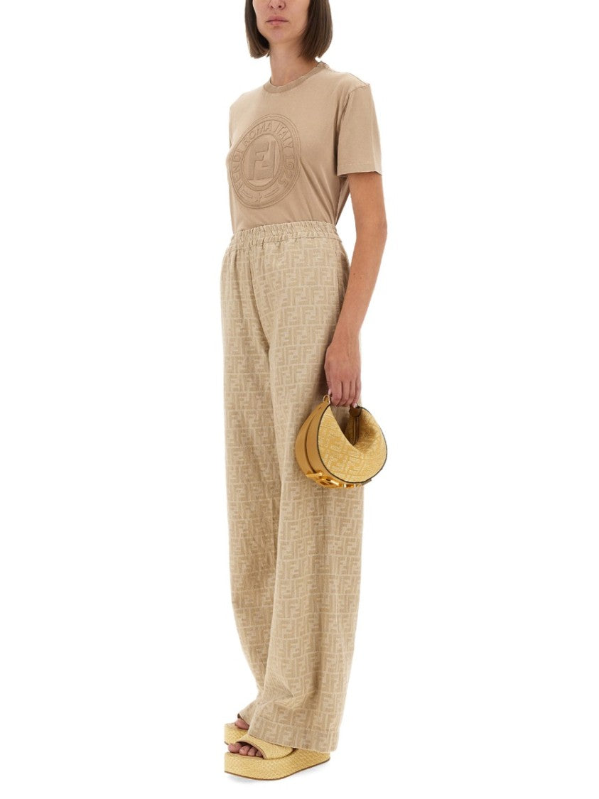 Fendi Classic Crew Neck T-Shirt With Embossed Logo Detail