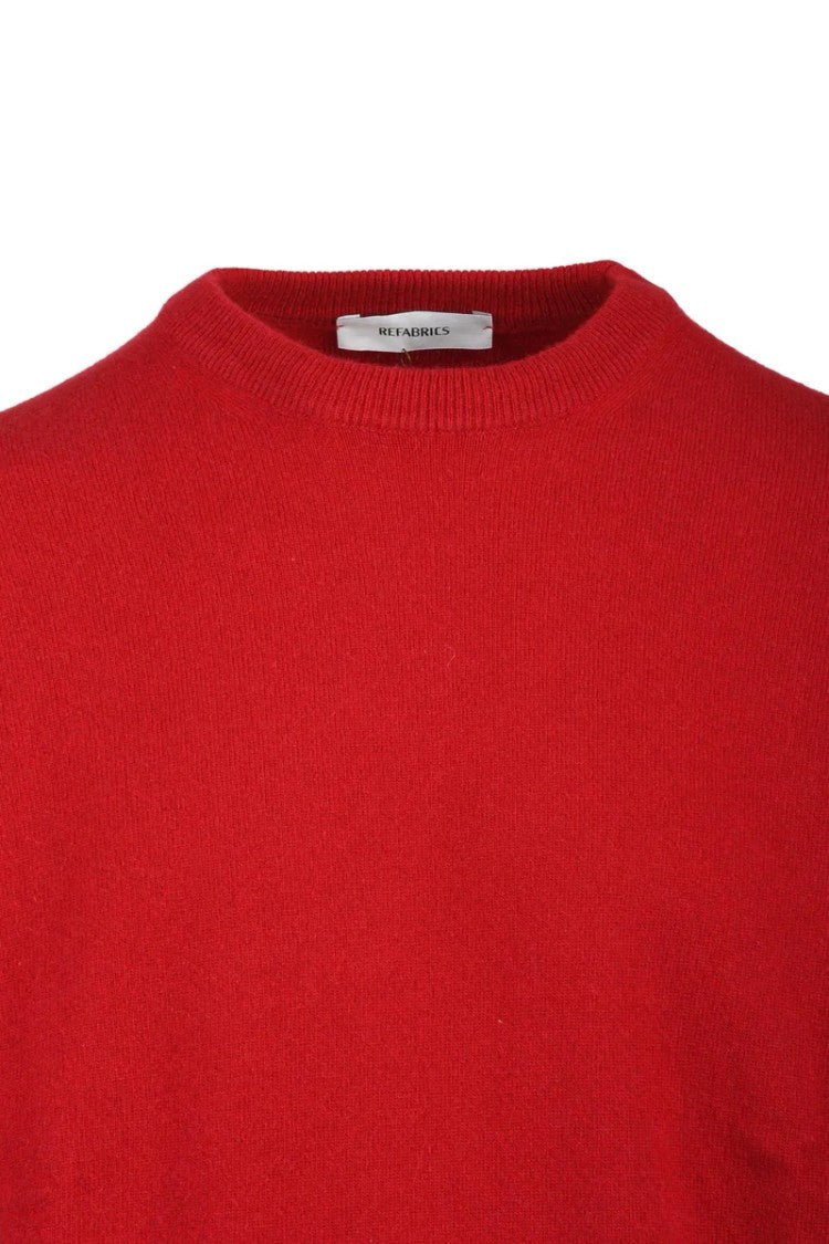 Refabrics Red Cashmere Men's Crewneck Sweater