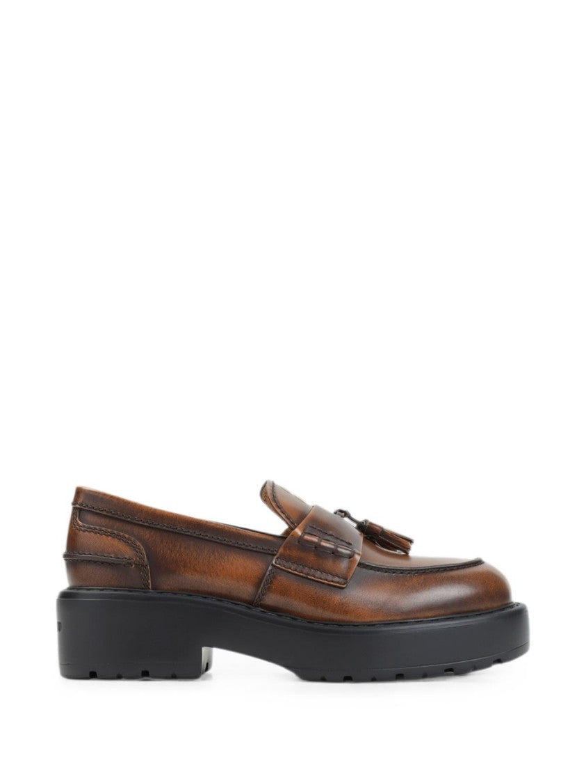 Miu Miu Black Polished Leather Tassel Loafers