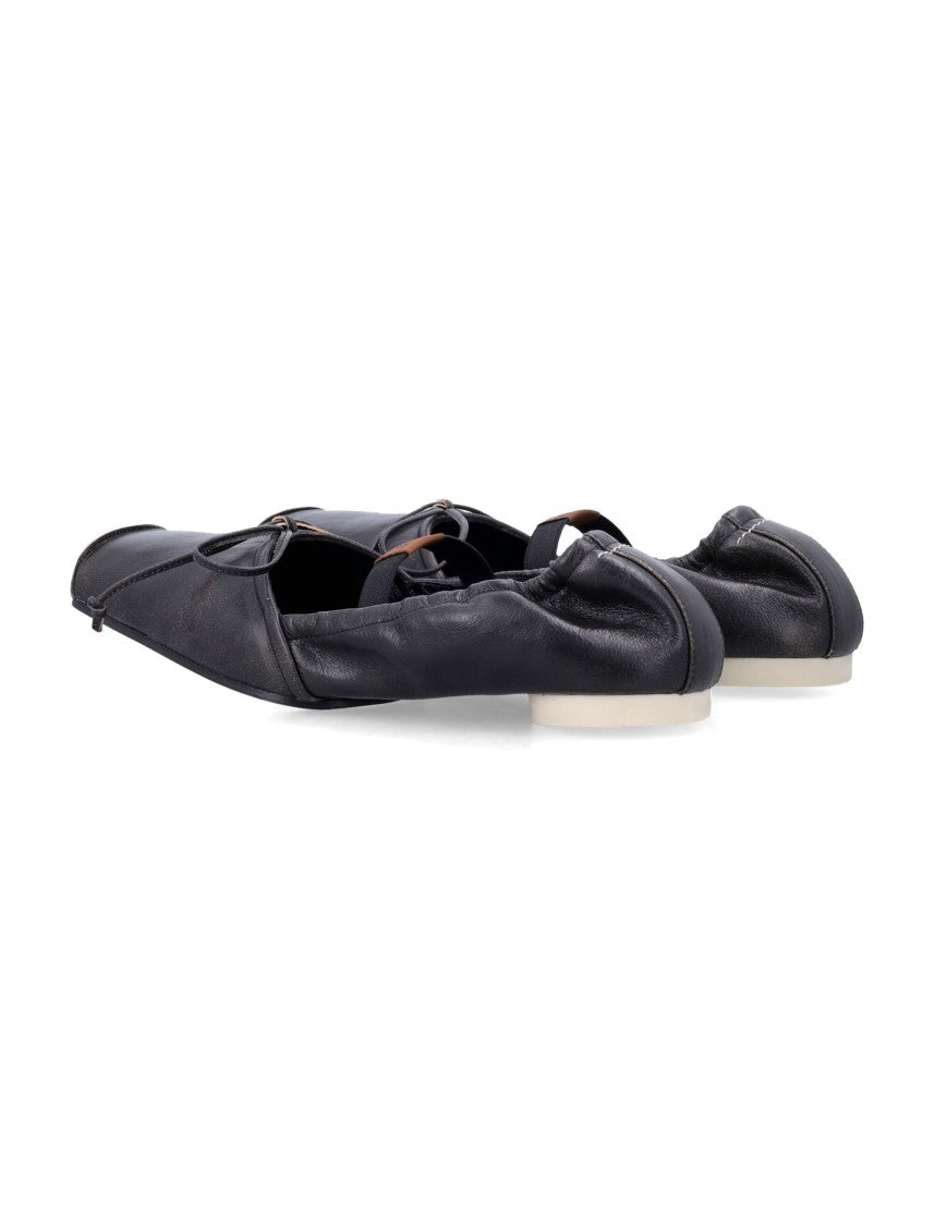 Mm6 By Maison Margiela Square-Toe Leather Ballerinas