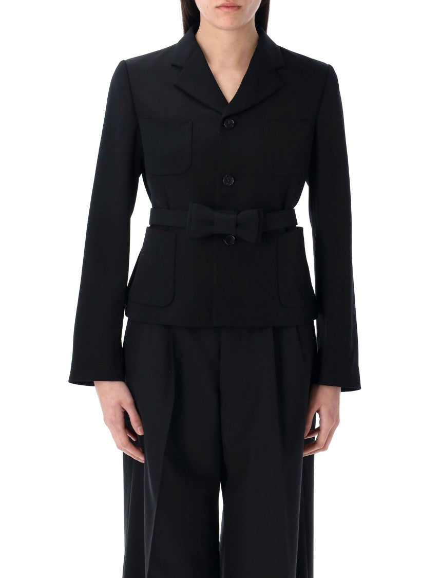 Comme Des Garçons Belted Black Wool Jacket With Tailored Fit