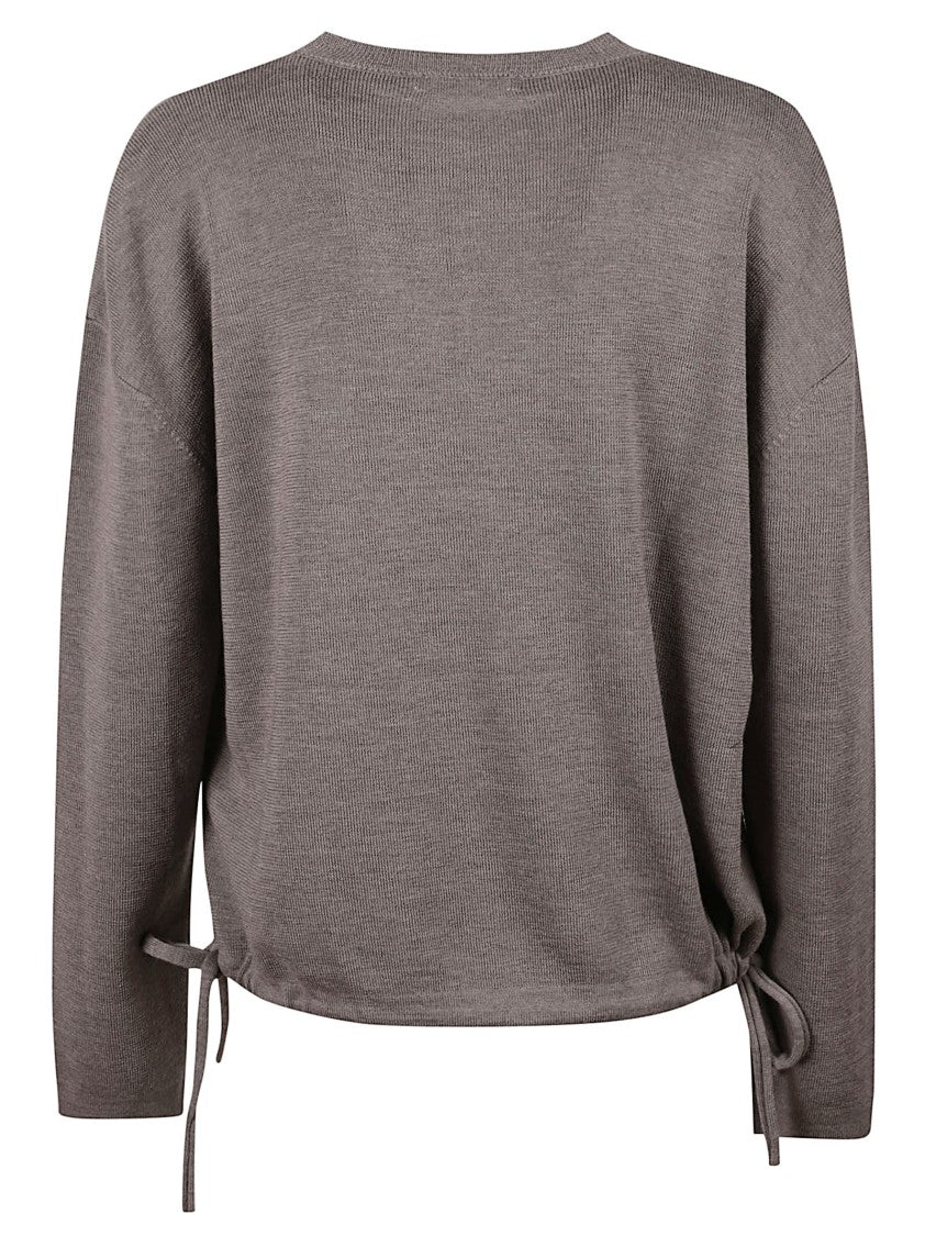 Majestic Filatures Relaxed Fit Round Neck Knit Top With Adjustable Side Ties
