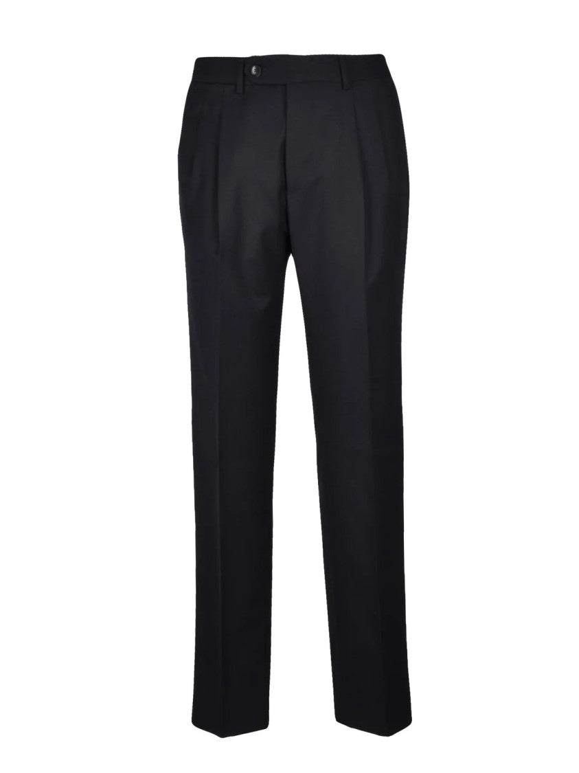 Michele Paoloni Black Virgin Wool Men Double-Breasted Suit