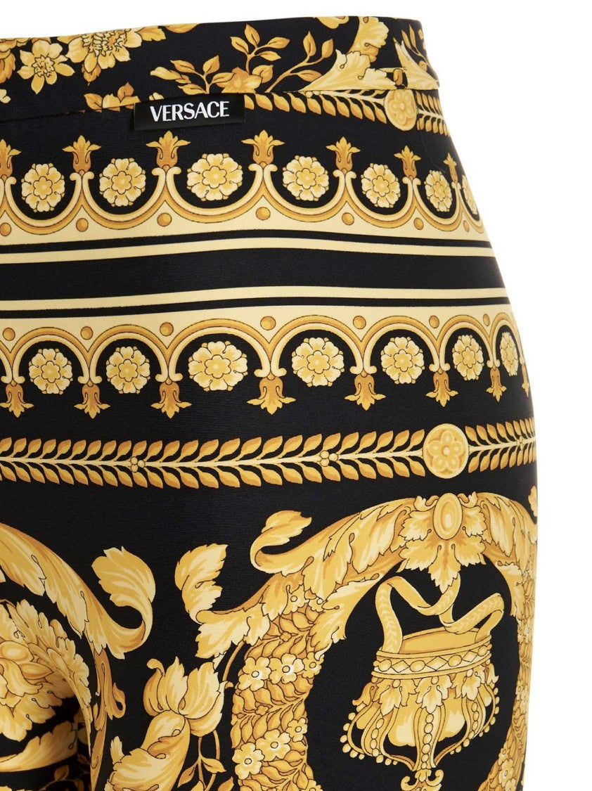 Versace Barocco Print Stretch Leggings With Waistband