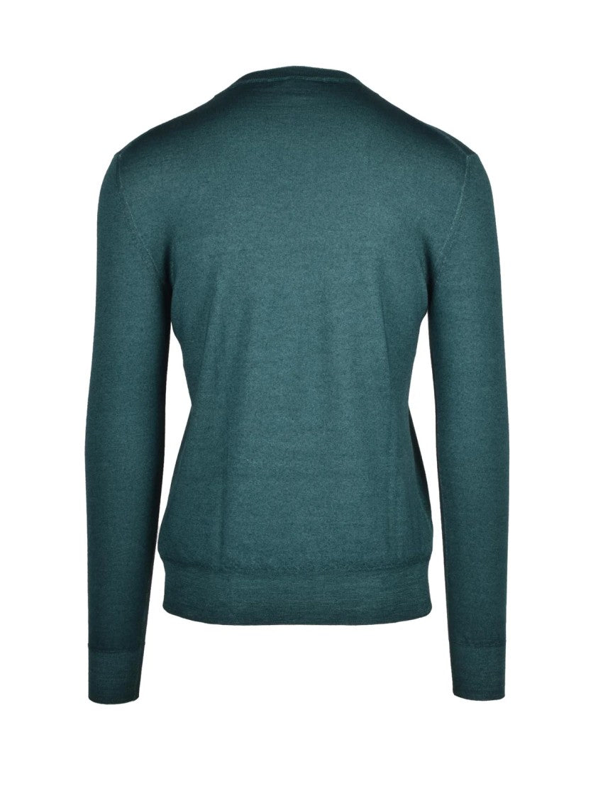 Aspesi Crew Neck Pullover In Fine-Knit Wool With Ribbed Details