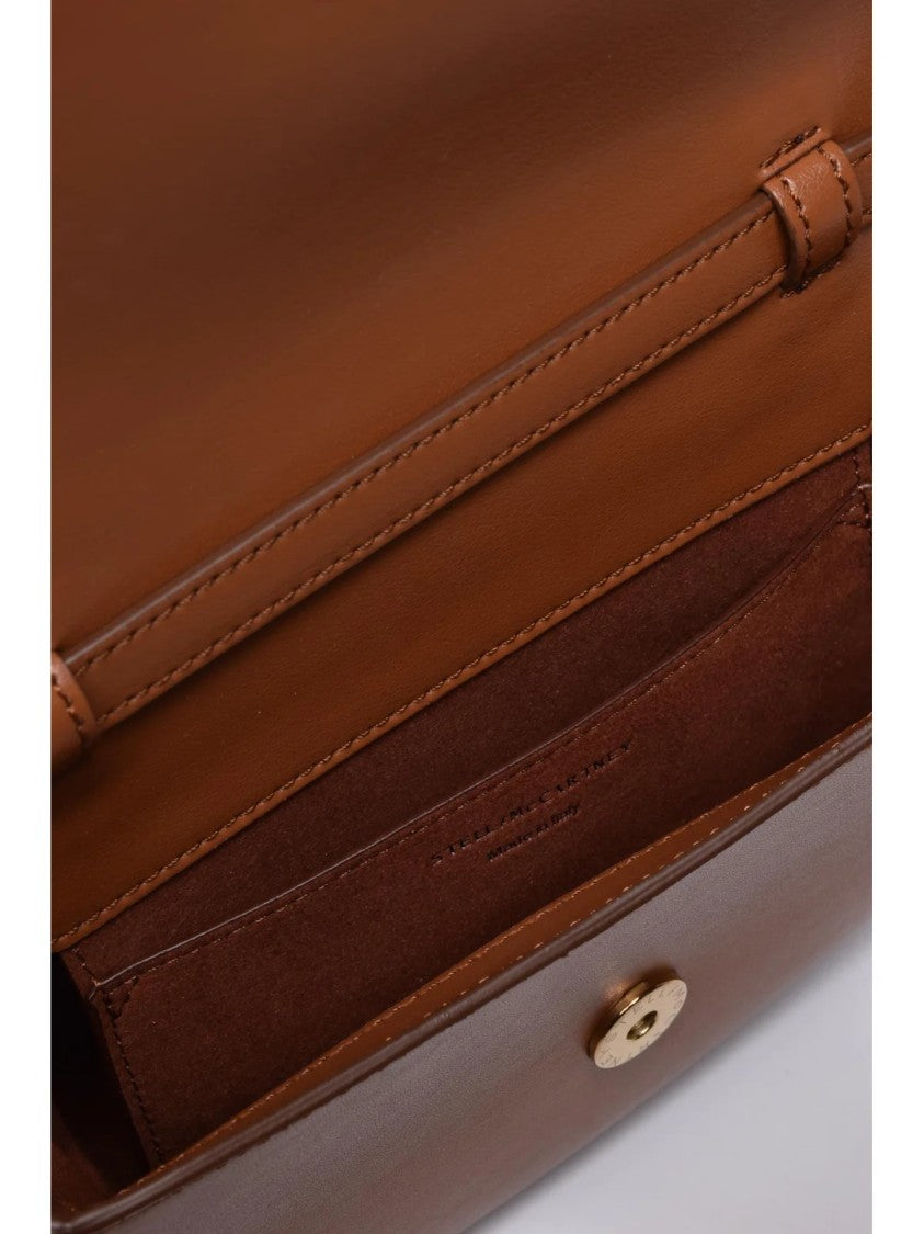 Stella Mccartney Brown Compact Flap Clip Shoulder Bag