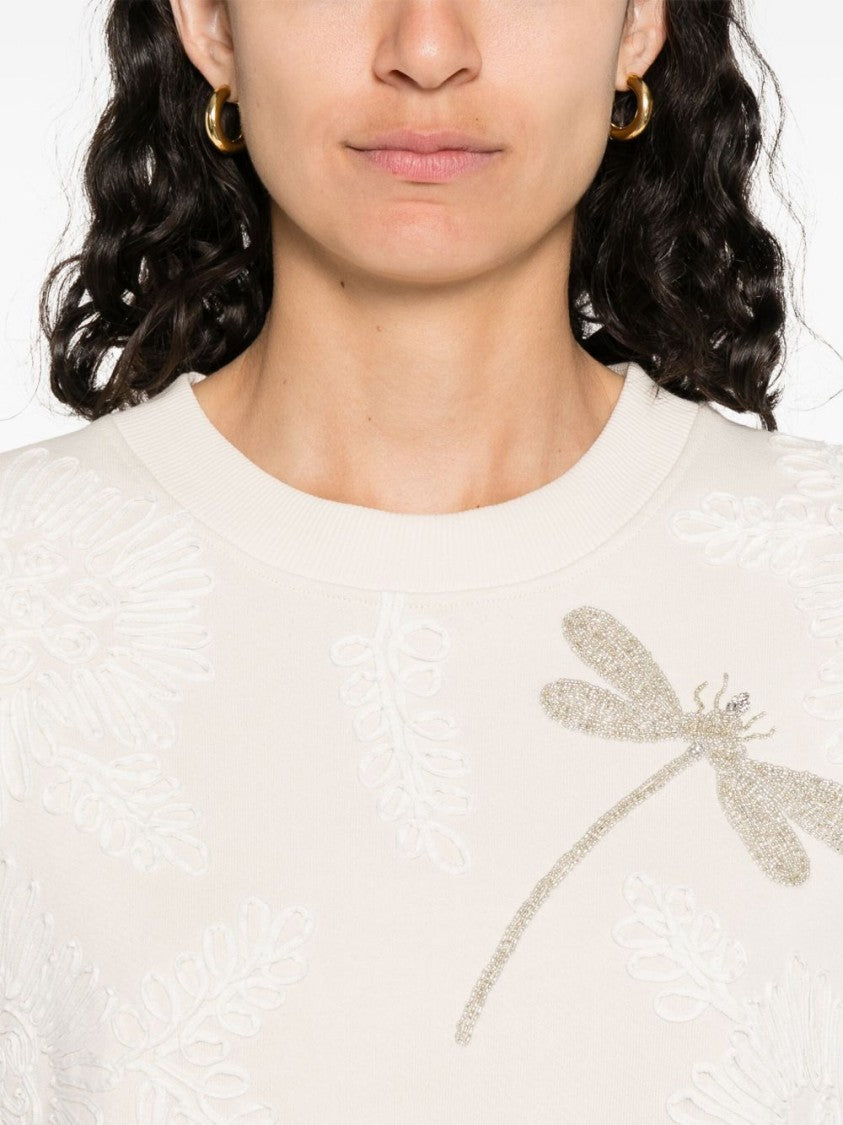 Forte Forte Soft Cotton-Elastane Sweatshirt With Textured Dragonfly Pattern