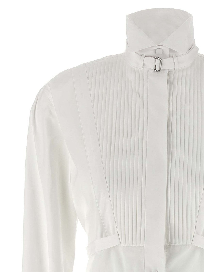Alexander Mcqueen Structured High-Collar Dress With Pleated Bodice